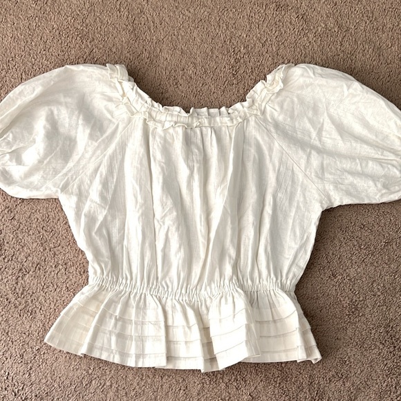 Cleobella Eliana Puff Sleeve Bohemian Top Ivory - Picture 7 of 13